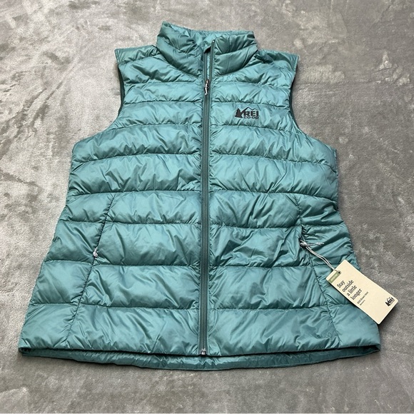 REI 650 Down Quilted puffer Vest Womens Large Tundra teal outdoor hiking trail - Picture 3 of 11